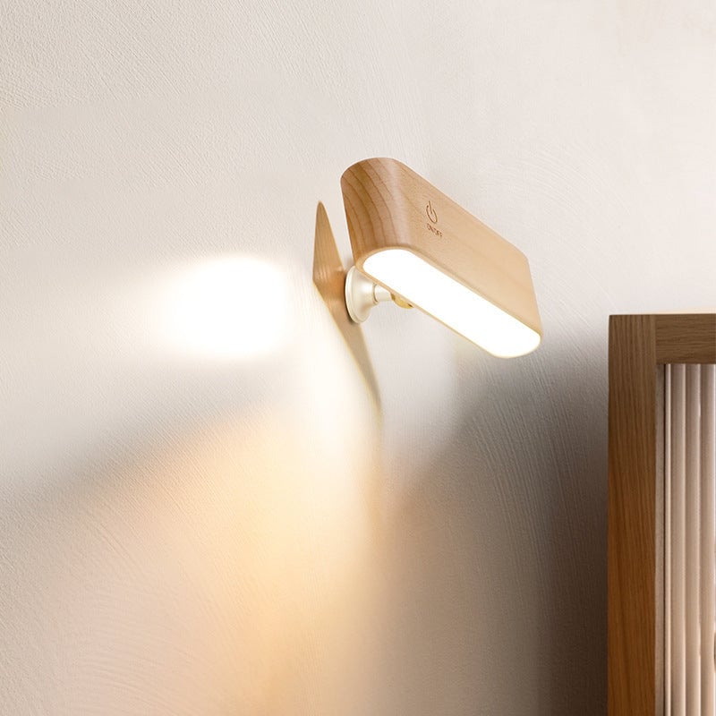 Lámpara de escritorio de madera maciza con carga magnética