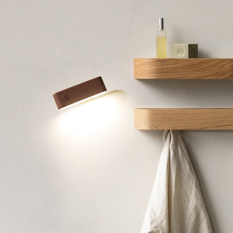 Lámpara de escritorio de madera maciza con carga magnética